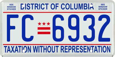 DC license plate FC6932