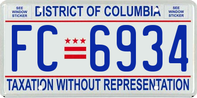 DC license plate FC6934