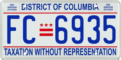 DC license plate FC6935