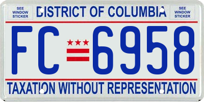 DC license plate FC6958