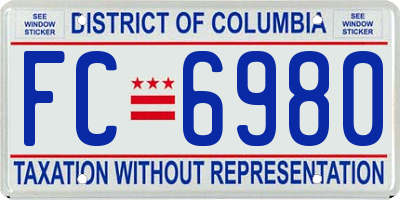 DC license plate FC6980