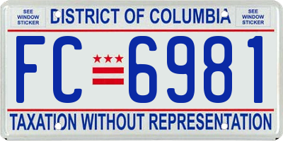 DC license plate FC6981