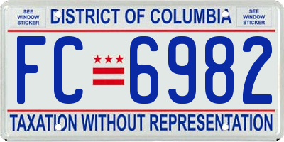 DC license plate FC6982