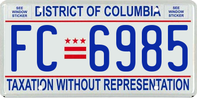 DC license plate FC6985