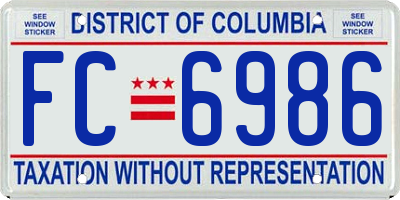 DC license plate FC6986