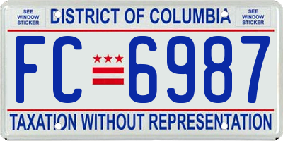 DC license plate FC6987