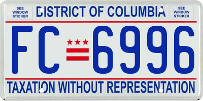 DC license plate FC6996