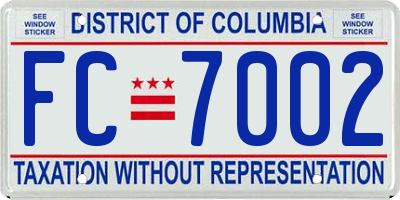 DC license plate FC7002