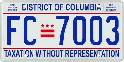 DC license plate FC7003