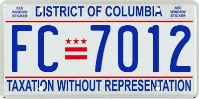 DC license plate FC7012