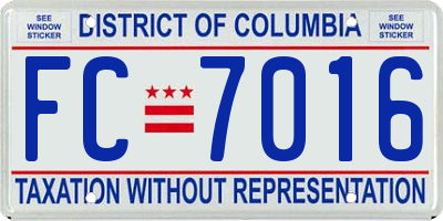 DC license plate FC7016