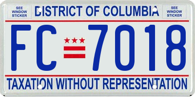 DC license plate FC7018