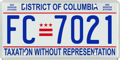 DC license plate FC7021