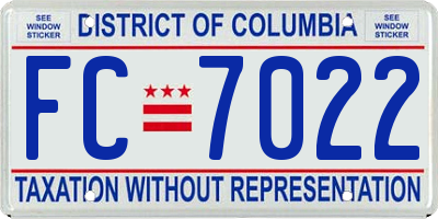 DC license plate FC7022