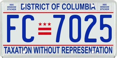 DC license plate FC7025