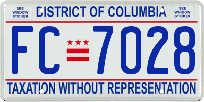 DC license plate FC7028