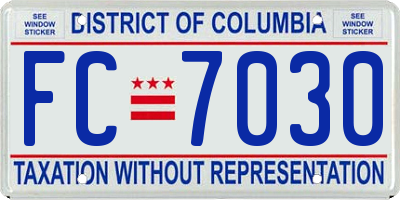 DC license plate FC7030