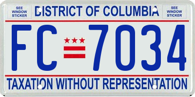 DC license plate FC7034