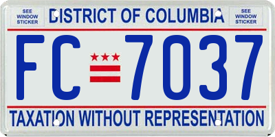 DC license plate FC7037