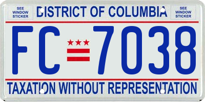 DC license plate FC7038