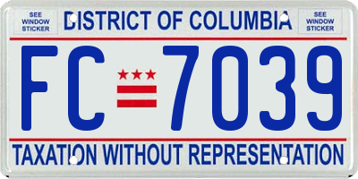 DC license plate FC7039