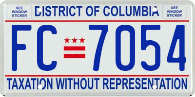 DC license plate FC7054