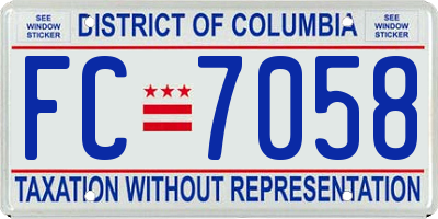 DC license plate FC7058