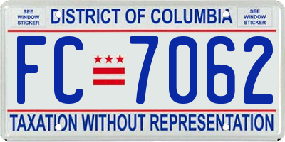 DC license plate FC7062