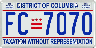 DC license plate FC7070