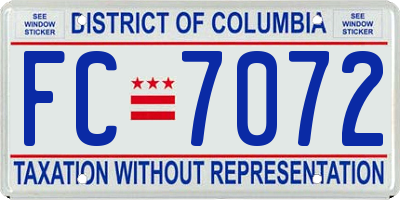 DC license plate FC7072