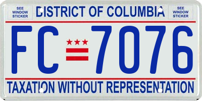 DC license plate FC7076