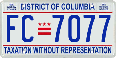 DC license plate FC7077