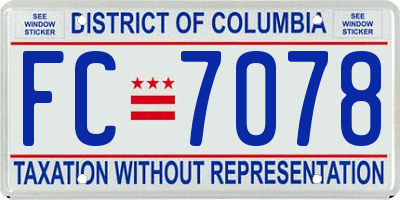 DC license plate FC7078