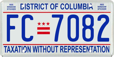 DC license plate FC7082