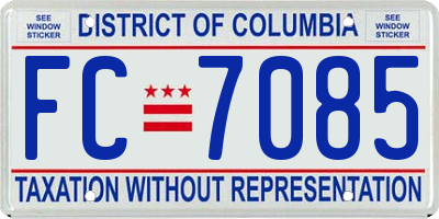 DC license plate FC7085