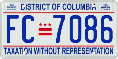 DC license plate FC7086