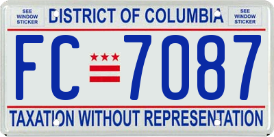 DC license plate FC7087