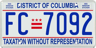 DC license plate FC7092