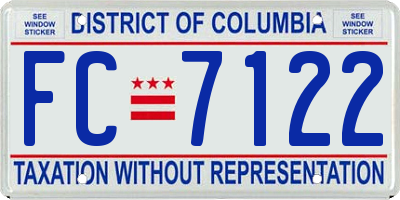 DC license plate FC7122