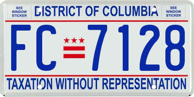 DC license plate FC7128