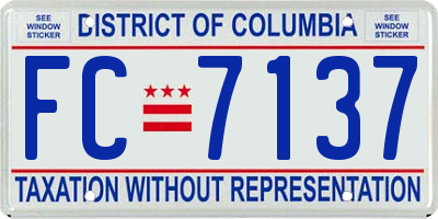 DC license plate FC7137