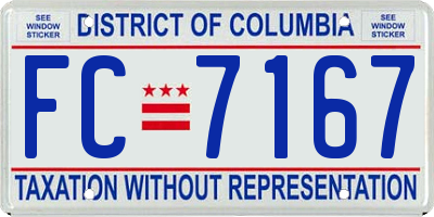 DC license plate FC7167