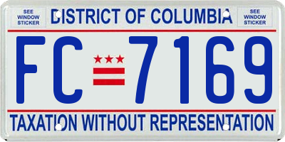 DC license plate FC7169