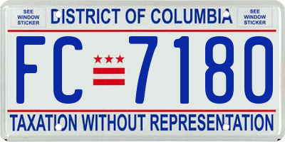 DC license plate FC7180