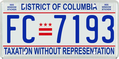 DC license plate FC7193