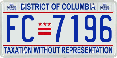 DC license plate FC7196