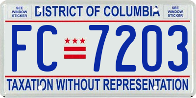 DC license plate FC7203