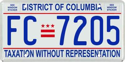 DC license plate FC7205