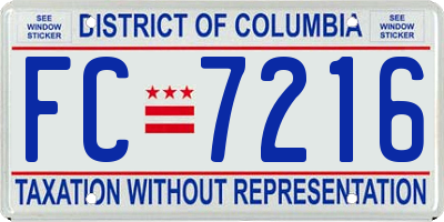 DC license plate FC7216