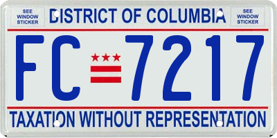 DC license plate FC7217